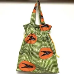 巾着トートバッグ　アフリカ布(ツバメ)