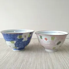 【ペア】新品 日本製 波佐見焼 椿 一珍 飯碗 ライスボウル 夫婦茶碗のサムネイル