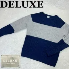 DELUXE/デラックス　ケーブルニットセーターウール100%グレーシルバーのサムネイル