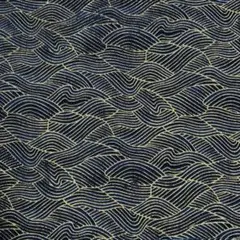 Kona Bay Fabrics 波模様生地 ゴールド ネイビー 和風 日本