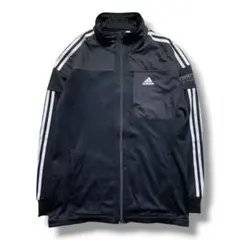 【F3424】adidas　ナイロン切替トラックジャケット　XL　ブラック
