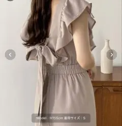 【callautia】バックリボンフリルオールインワン Lサイズのサムネイル