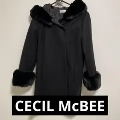 ロングコート　フェイクファーコート　ブラック