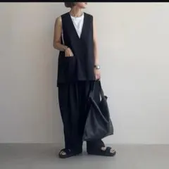 mizuiro ind ディープVネックワイドベスト ジレ　ミズイロインド