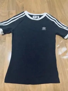 adidas 黒 半袖 Tシャツ ストライプ
