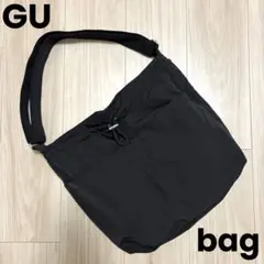 12/14迄！GU ナイロンドローストリングショルダーバッグ ブラックレディース