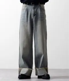 【CLEL】ヴィンテージデザイン ロールアップデニムパンツ