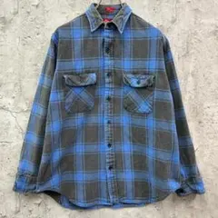 コールマン　アウトドア　バッファローチェック　ヘビーネルシャツ　古着　青他　　M