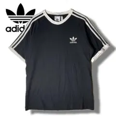 adidas originals ブラック Ｏ　リンガーＴシャツ　トレフォイル