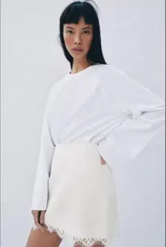 ZARA レースヘム サテンスコート