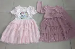 半袖＋長袖　子どもワンピ2点セット ミニー・デイジー ワンピースと ピンクワンピ