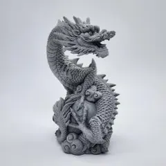 青砥石製 3本爪龍神様 守護の玉を抱く置物 風水アイテム 幸運招来