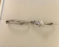 エレガントな2本セットリング0.38ct F/VVS1/3EX/NONE