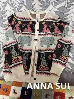 ANNA SUI - ANNA SUIカーディガン黒ピンク象サーカスAnimalジェームス・コヴィエロ ANNA SUIカーディガン黒ピンク象サーカスAnimalジェームス・コヴィエロ
