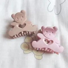 クマ型ヘアクリップ 2色セット