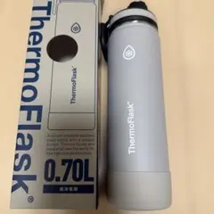【新品】ThermoFlask グレー水筒 ハンドル付き　0.7Lのサムネイル