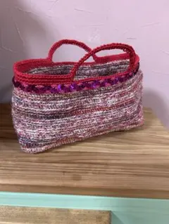 ハンドメイド　麻ひもバッグ　小ぶり