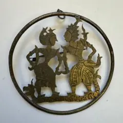 インドネシア　シルバーペンダントブローチ　バリ舞踊