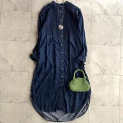 シップス ランダム ピンタック デニム ワンピース 36 M～L相当ブルー