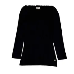 FOXEY カシミヤシルク 長袖ニット Vネック プレートロゴ ブラック 38のサムネイル