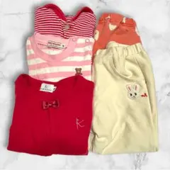 【おまとめ買い５点セット】カットソー　ズボン　ミキハウス，組曲　ベビー女の子80