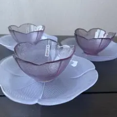 【SALE】たち吉　中皿・花びら型ガラスボウル 6点