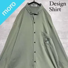 No.1125 VINTAGE 総柄シャツ 長袖 ストライプ柄 胸ポケット 古着