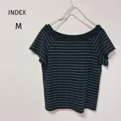 INDEX インデックス　ボーダー半袖Ｔシャツ　バックリボン　ブラック　Mのサムネイル