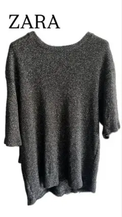 ZARA カジュアル 半袖Tシャツ 黒 ラメ