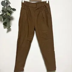 美品✨ブラウン カジュアルパンツ ゴムウエスト スラックス ストレートパンツ細身