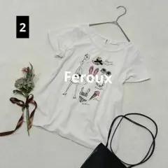 1933ꕤフェルゥ イラストデザイン半袖Tシャツ【2】白 可愛い 女の子のサムネイル