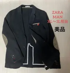 ZARA ザラ テーラードジャケット　エルボーパッチ　黒　XL〜3L相当