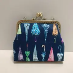 がま口（スタンダードラージ）　カラフルアンブレラ　ネイビー