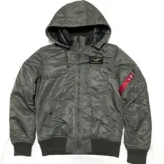 アルファインダストリーズ　MA-1　フーデッドリブジャケット カーキ