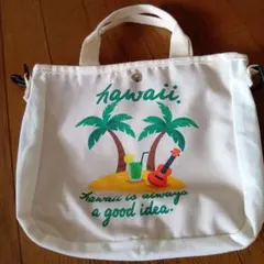 Hawaii プリント キャンバス 2way ショルダーバッグ