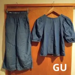 デニムパフスリーブセット