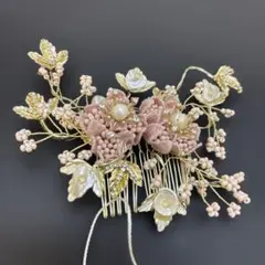 Shara Bride 髪飾り コーム ピンク