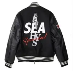キムタク着用 HYSTERIC WIND AND SEA レザー袖 スタジャンのサムネイル