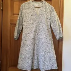 ZARA 花柄 長袖 ひざ丈ワンピース M