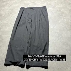 90s GIVENCHY USA製 2タック極太ワイドスラックスtalonW38