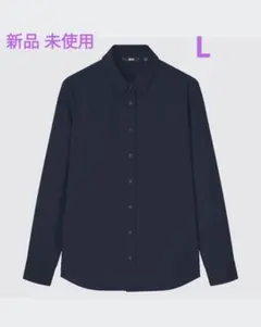 新品 UNIQLO レーヨンブラウス ネイビー 長袖 Lサイズ 未使用