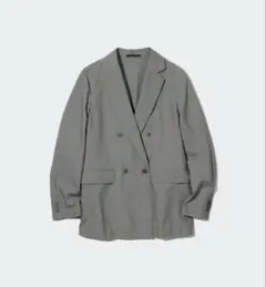 【美品】ユニクロ　リネンブレンドジャケット　カーキ　オリーブ　M