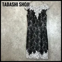 新品☆タダシショージTadashiShoji総刺繍レース袖りぼんドレス 