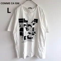 4746コムサイズム【美品】プリントtシャツ 半袖　メンズ　モノトーン　綿　夏