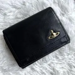美品◎ヴィヴィアンウエストウッド 三つ折り財布 ブラック 黒 金オーブ