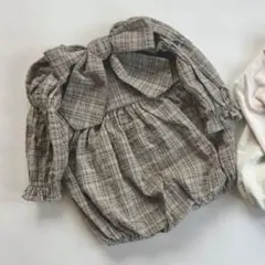韓国子供服　anneshirley アンシャーリー　ロンパース　チェック柄　M