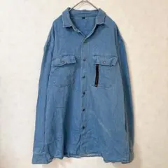デニムシャツ ライトブルー L コットン100% 古着 長袖シャツ