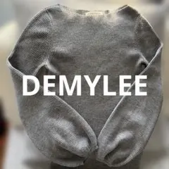 DEMYLEE グレー リブ編み長袖ニット