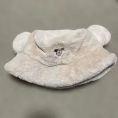 ミッキー刺繍フリース帽子 ベージュ
