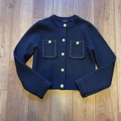 ネイビー ノーカラージャケット Mのサムネイル